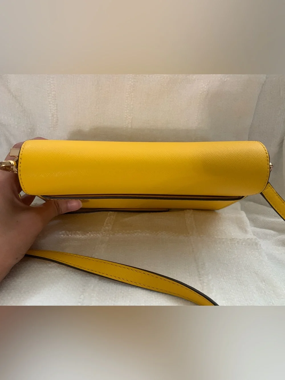 Tory Burch Bright Yellow Leather Crossbody with Logo